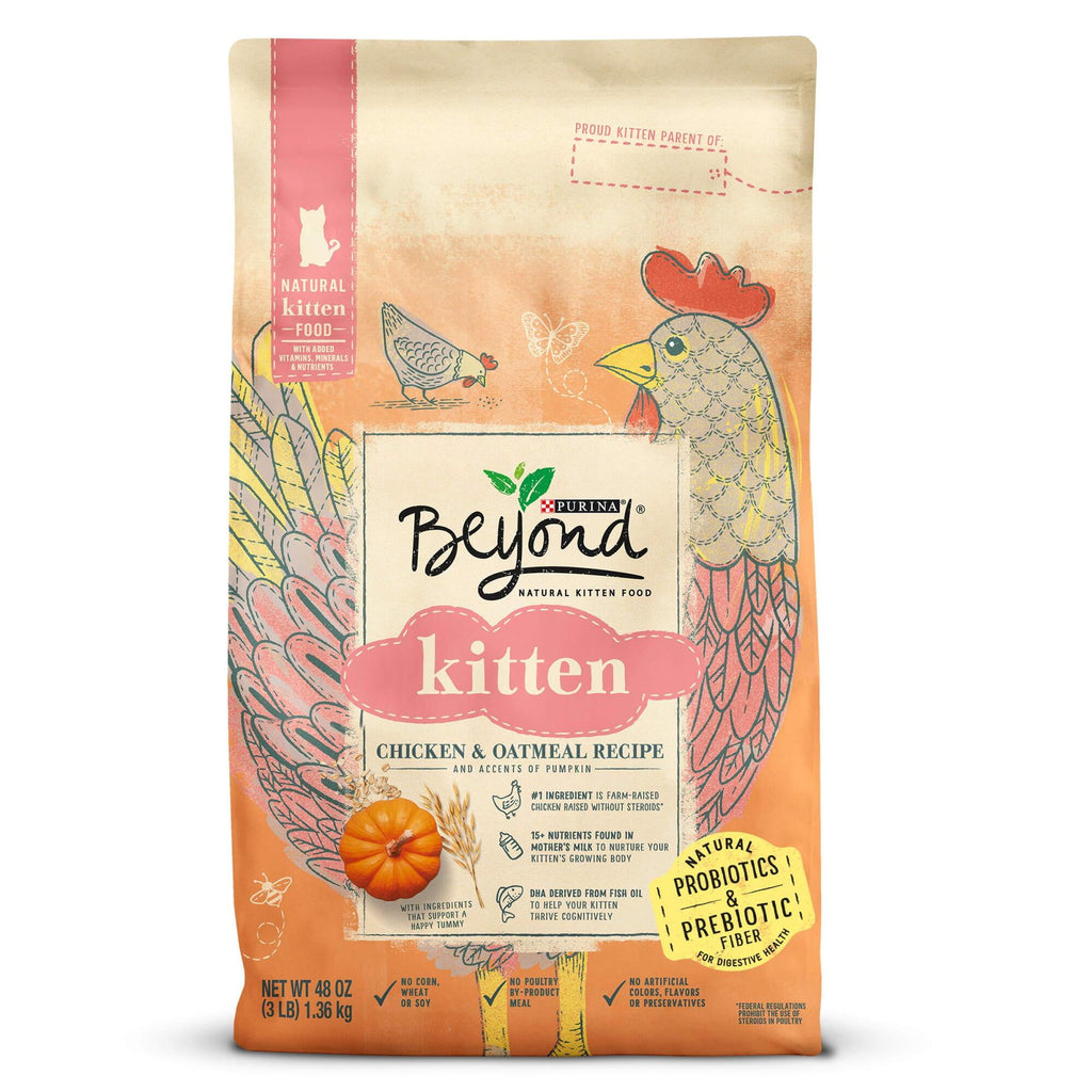 Purina Beyond Chicken & Oatmeal Recipe Dry Kitten Food, 3-lb Bag (Pack of 32)